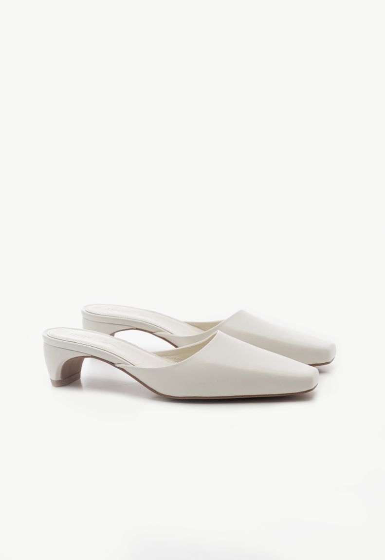 White mules on heels