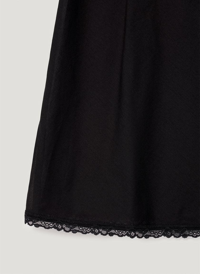 Black translucent skirt with lace