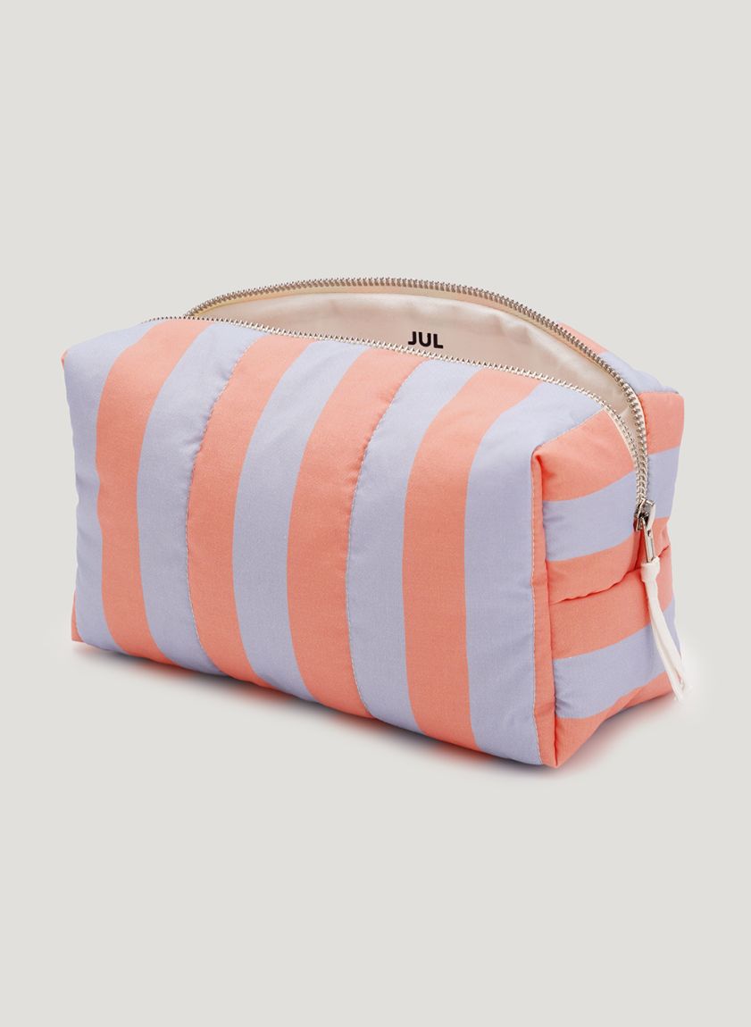 Orange-blue striped vanity bag