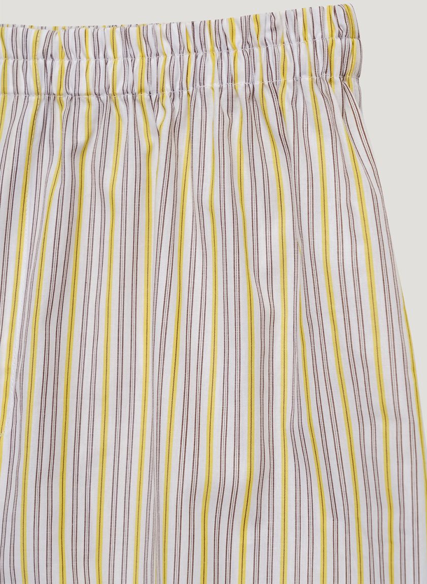 Yellow-gray striped pajama shorts