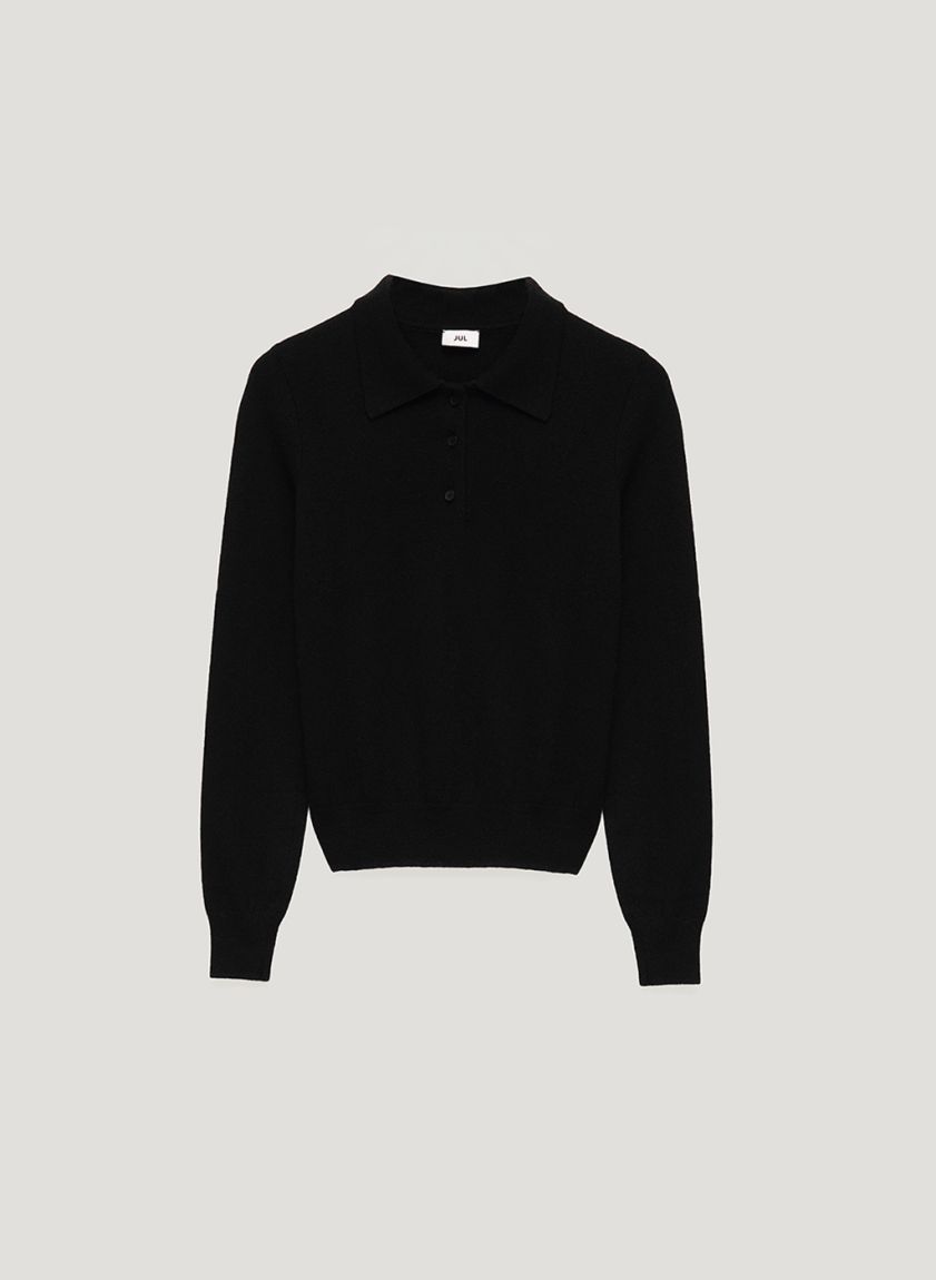 Black polo sweater 100% cashmere