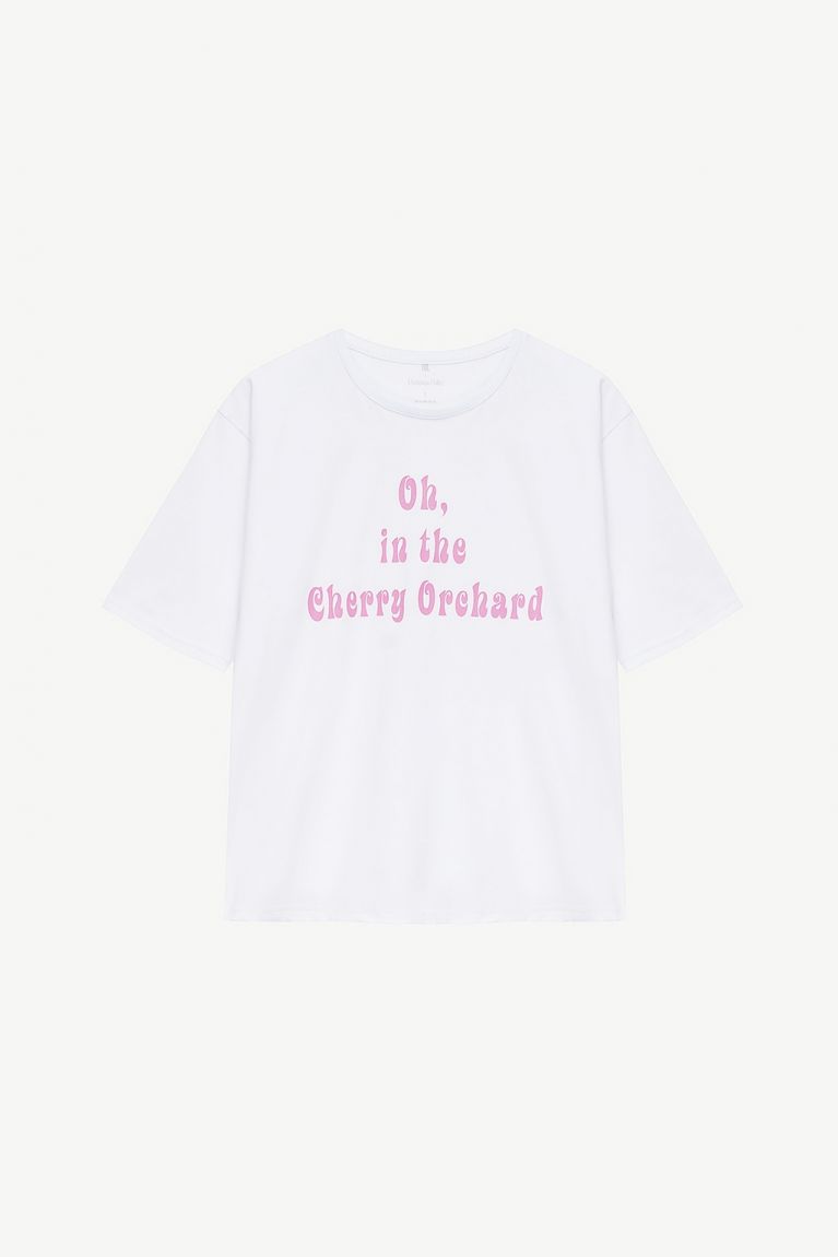 Молочна жіноча футболка з органічного котону Oh, in the Cherry Orchard