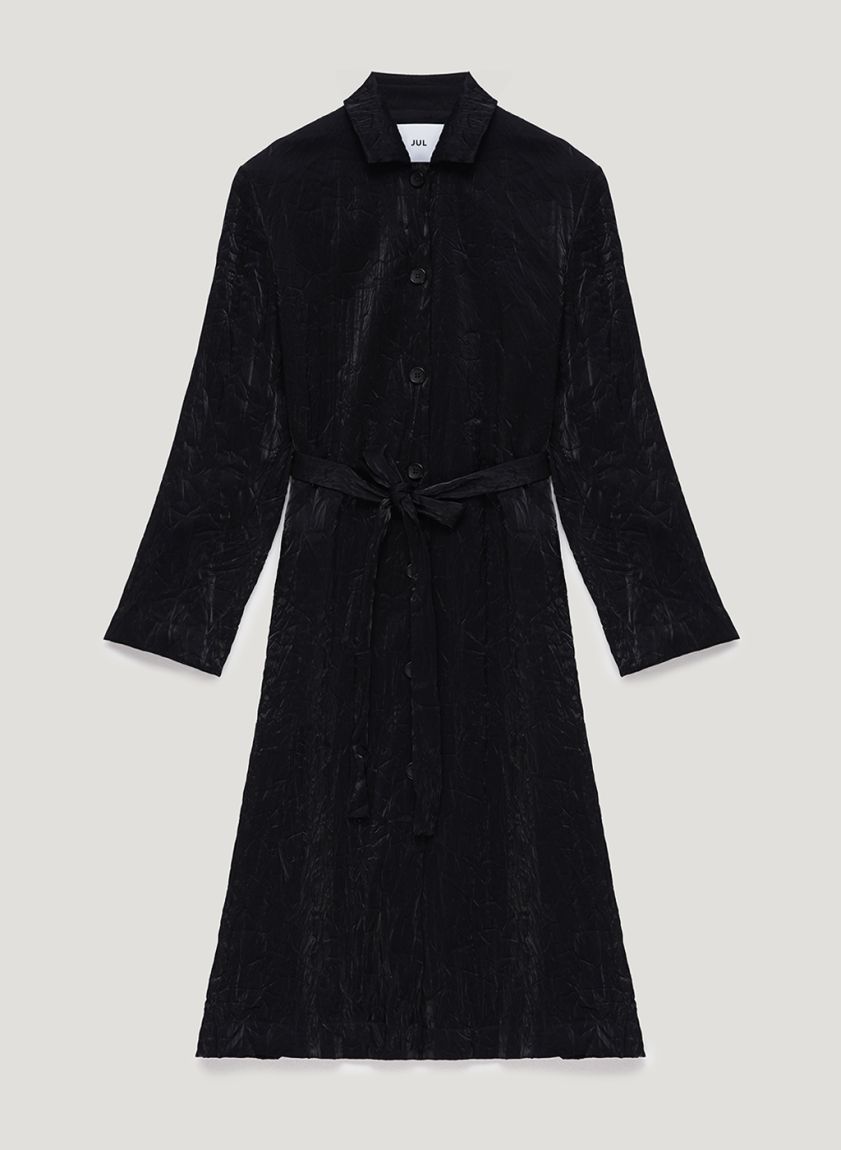 Black viscose trench coat