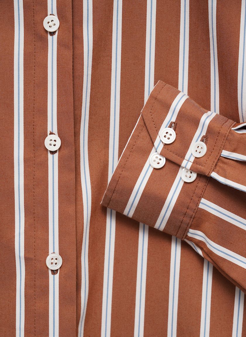 Brown oversized white striped shirt