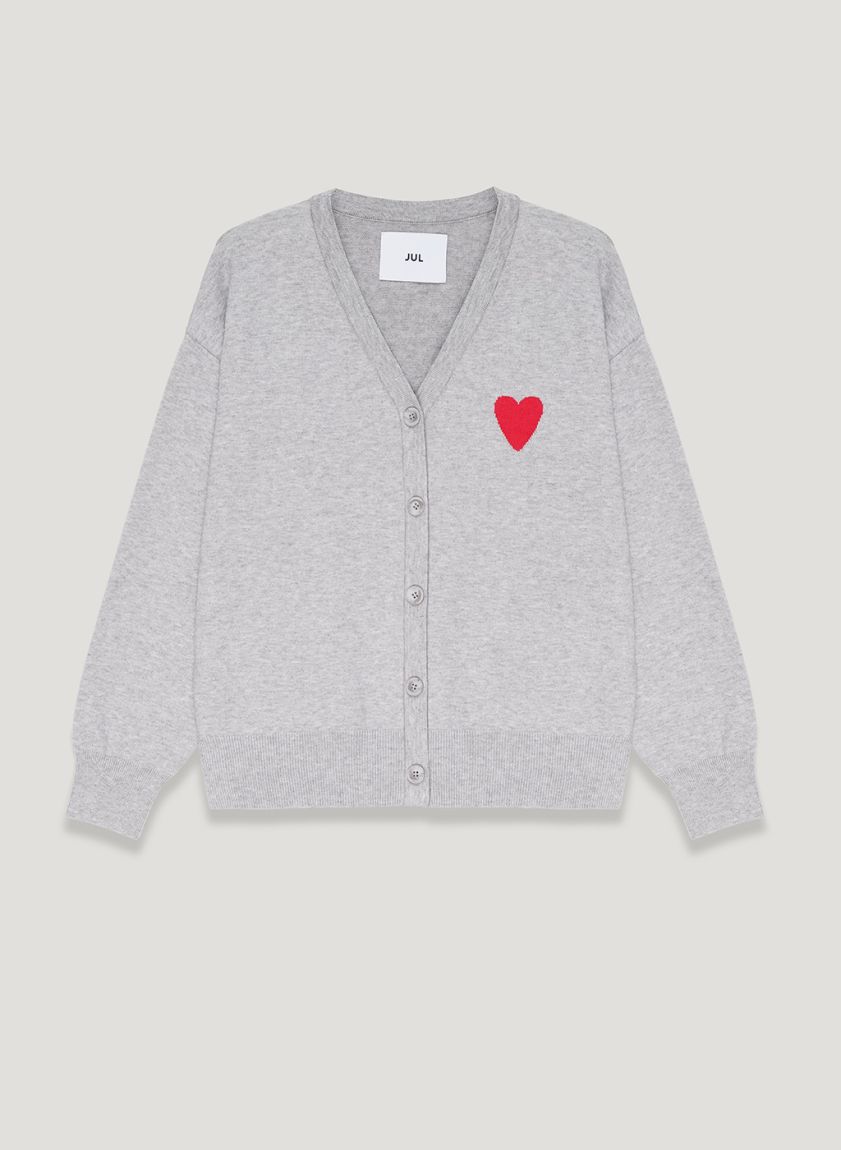 Gray Wool Cardigan "Heart"