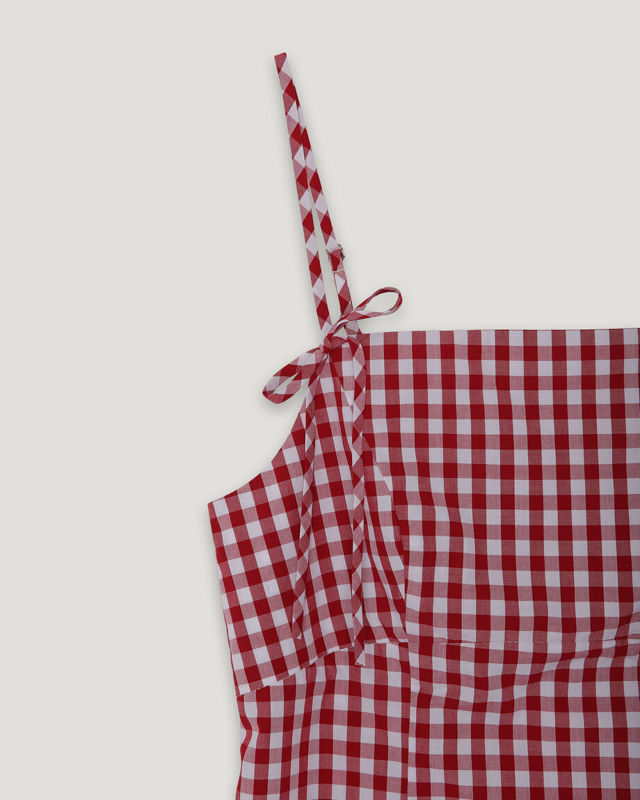 Mini Dress on Thin Straps in Red and White Check