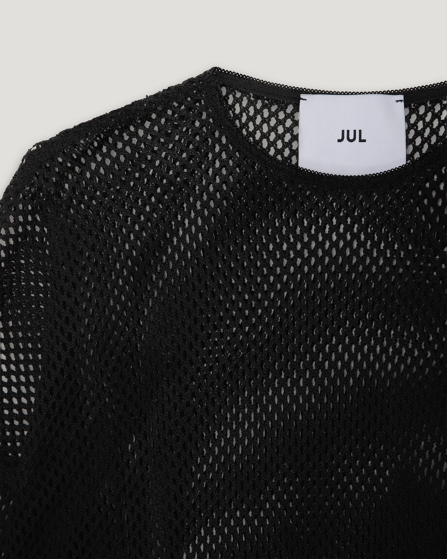 Black Oversize Cotton Mesh Longsleeve