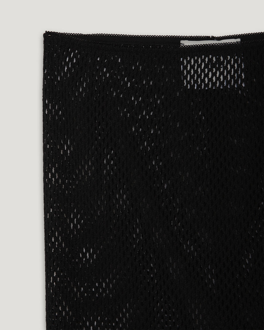 Black Cotton Mesh Skirt