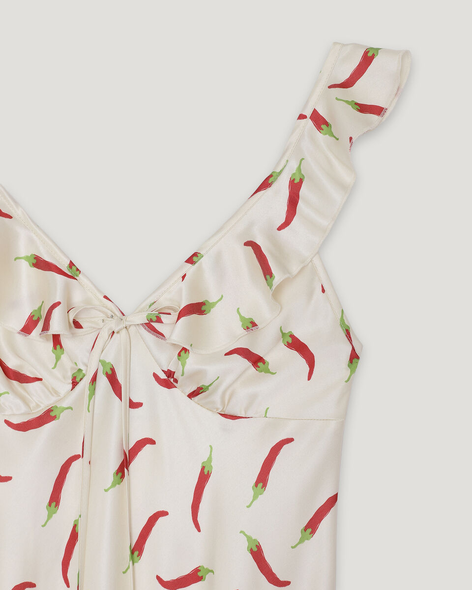 Midi Dress with Ruffles in Pepper Print