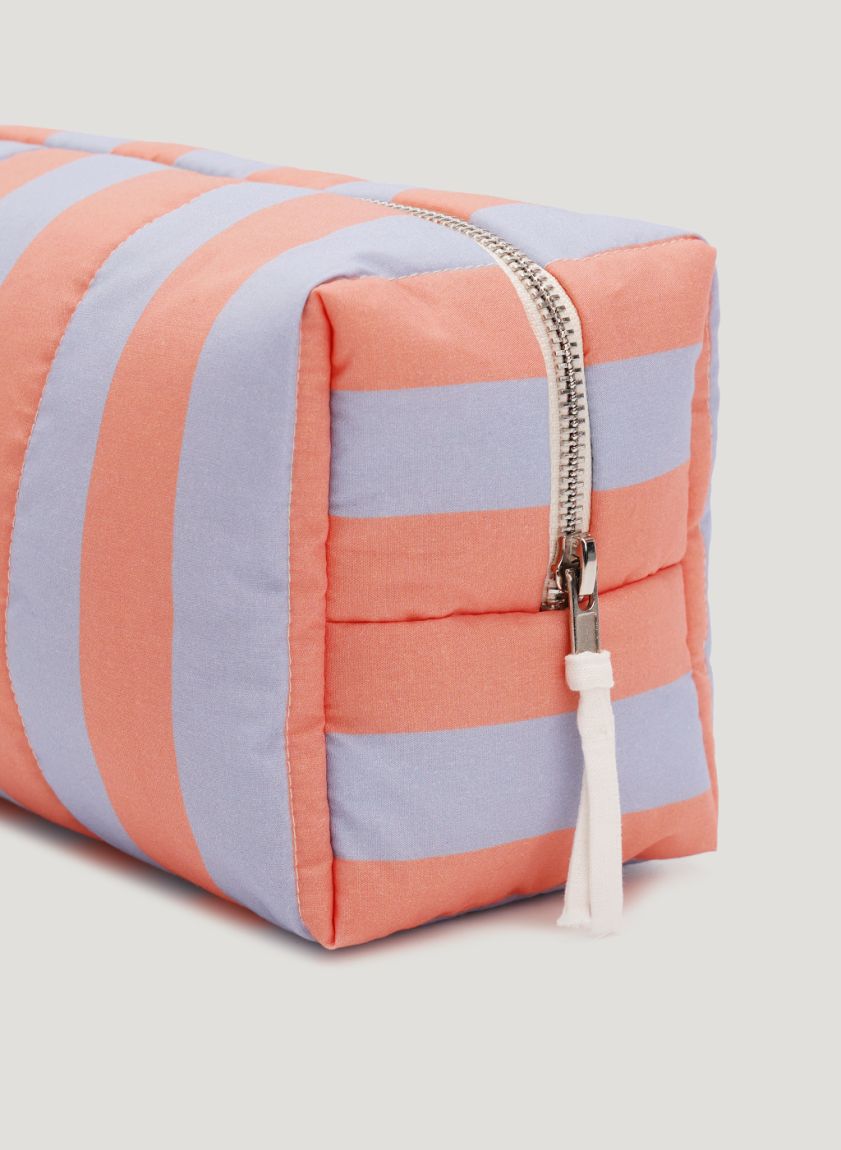 Orange-blue striped vanity bag