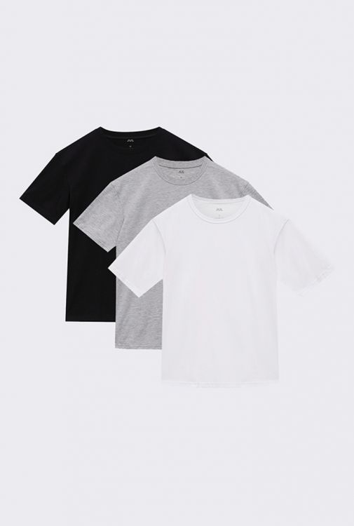 Сет з 3-х базових жіночих футболок: чорна/біла/світло-сірий меланж