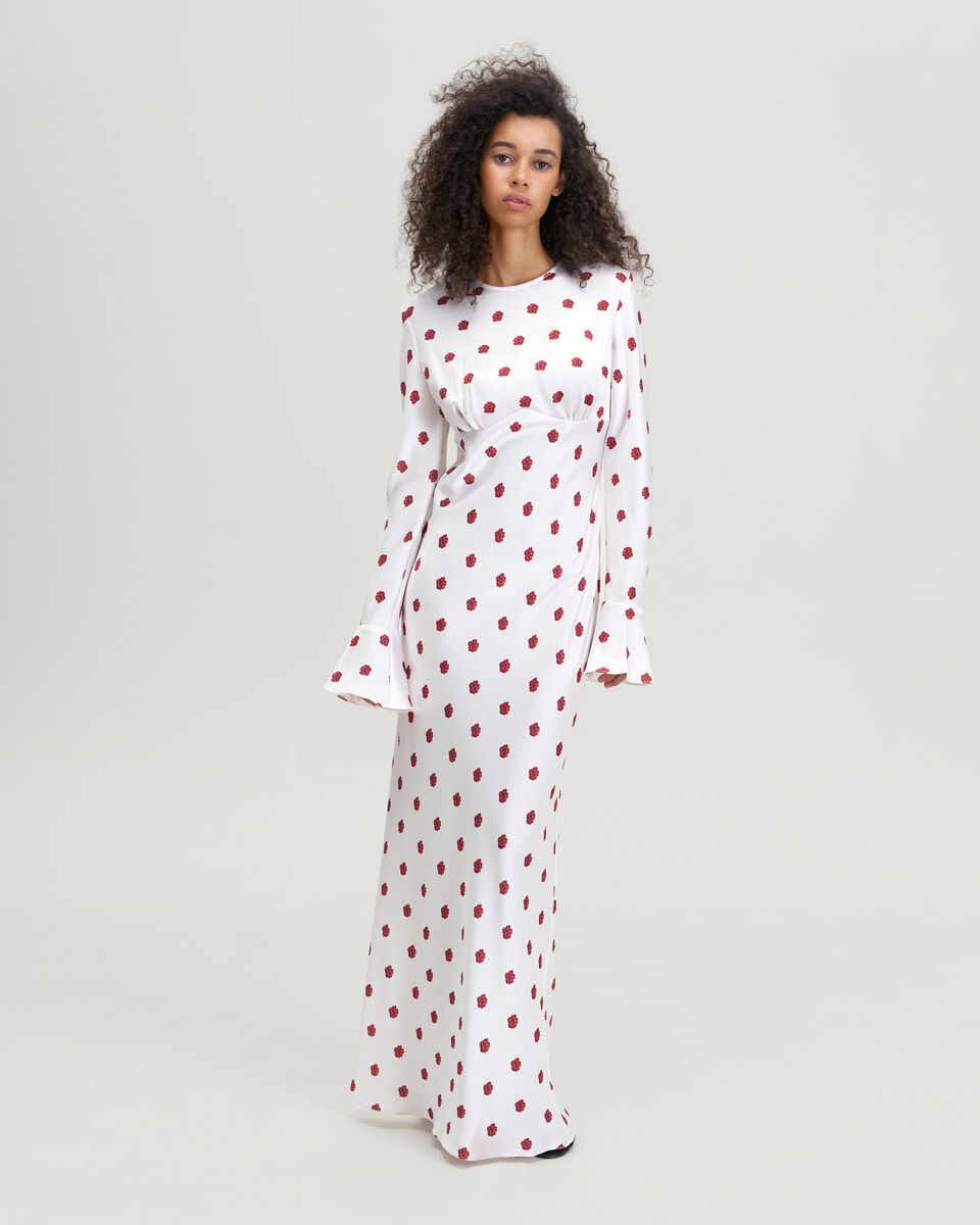 Milk dress with long sleeves "Red Ruta"