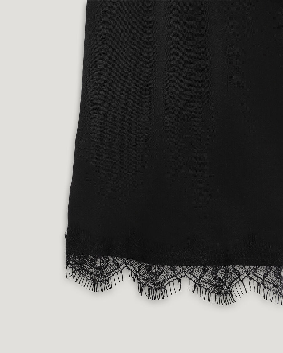 Black viscose shorts with lace