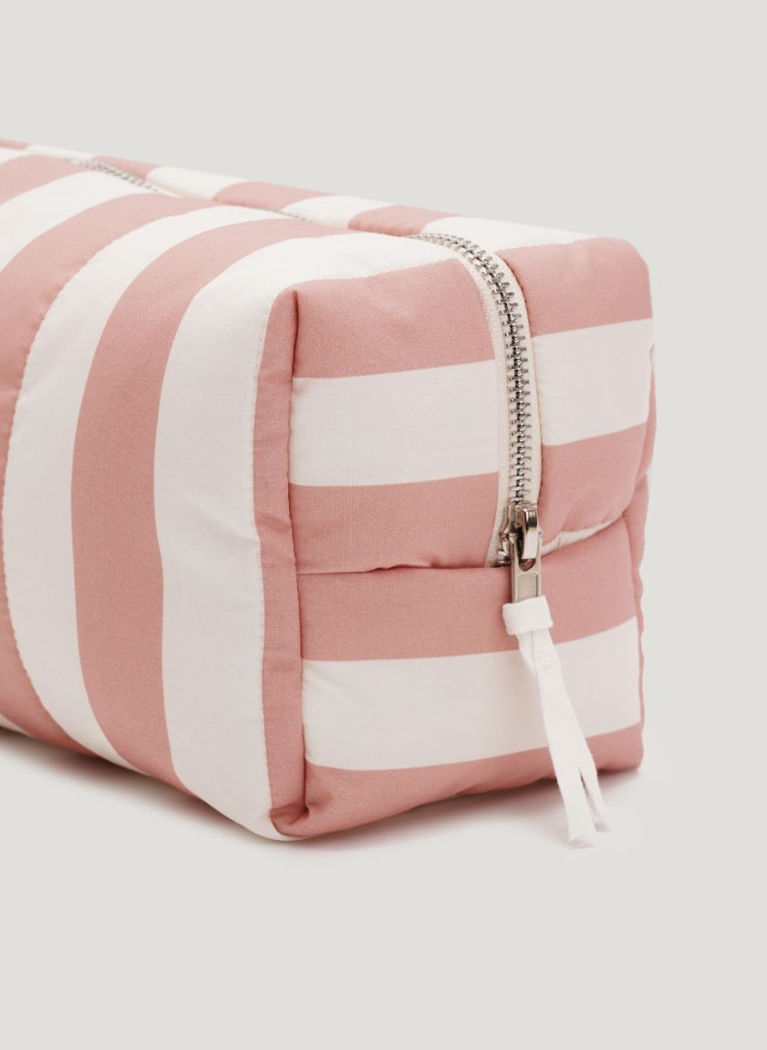 Terracotta-milk striped vanity bag