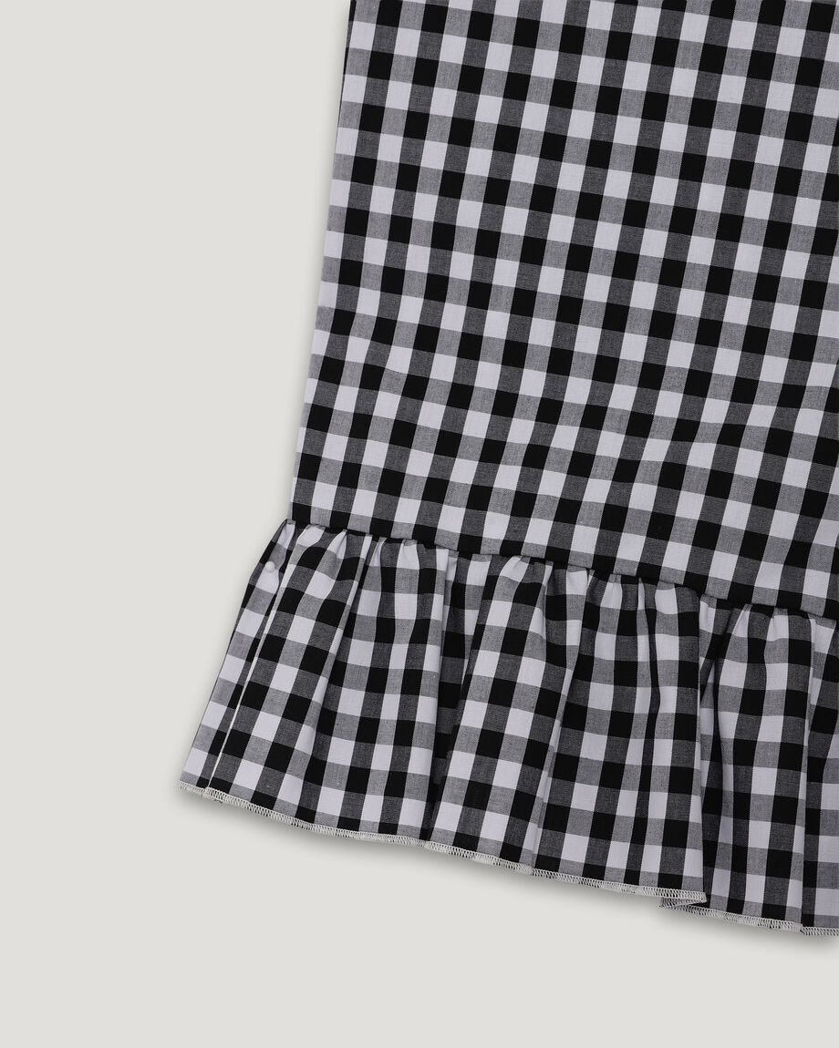Black and White Check Trousers with Ruffles