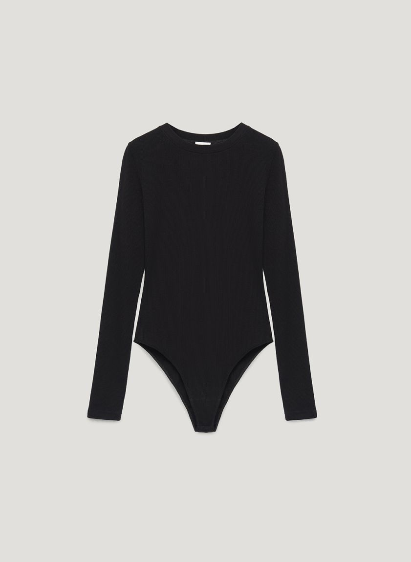 Black ribbed bodysuit