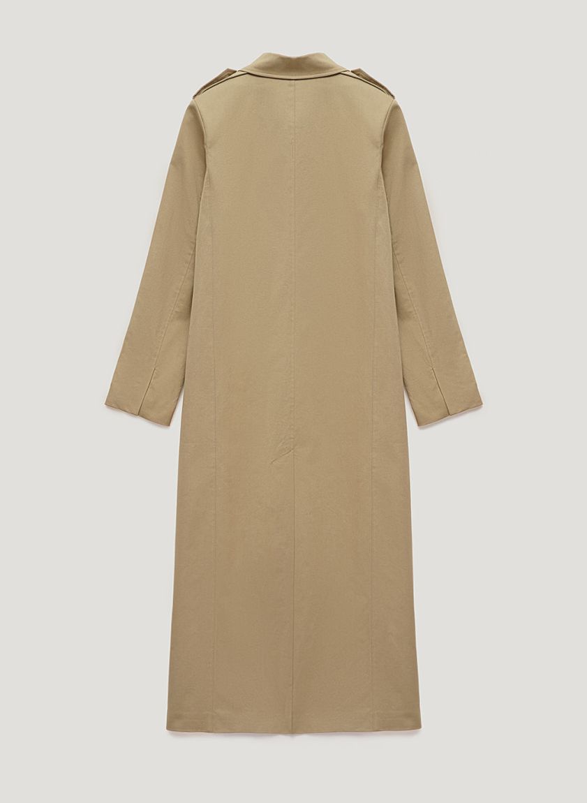 Straight double-breasted beige trench coat