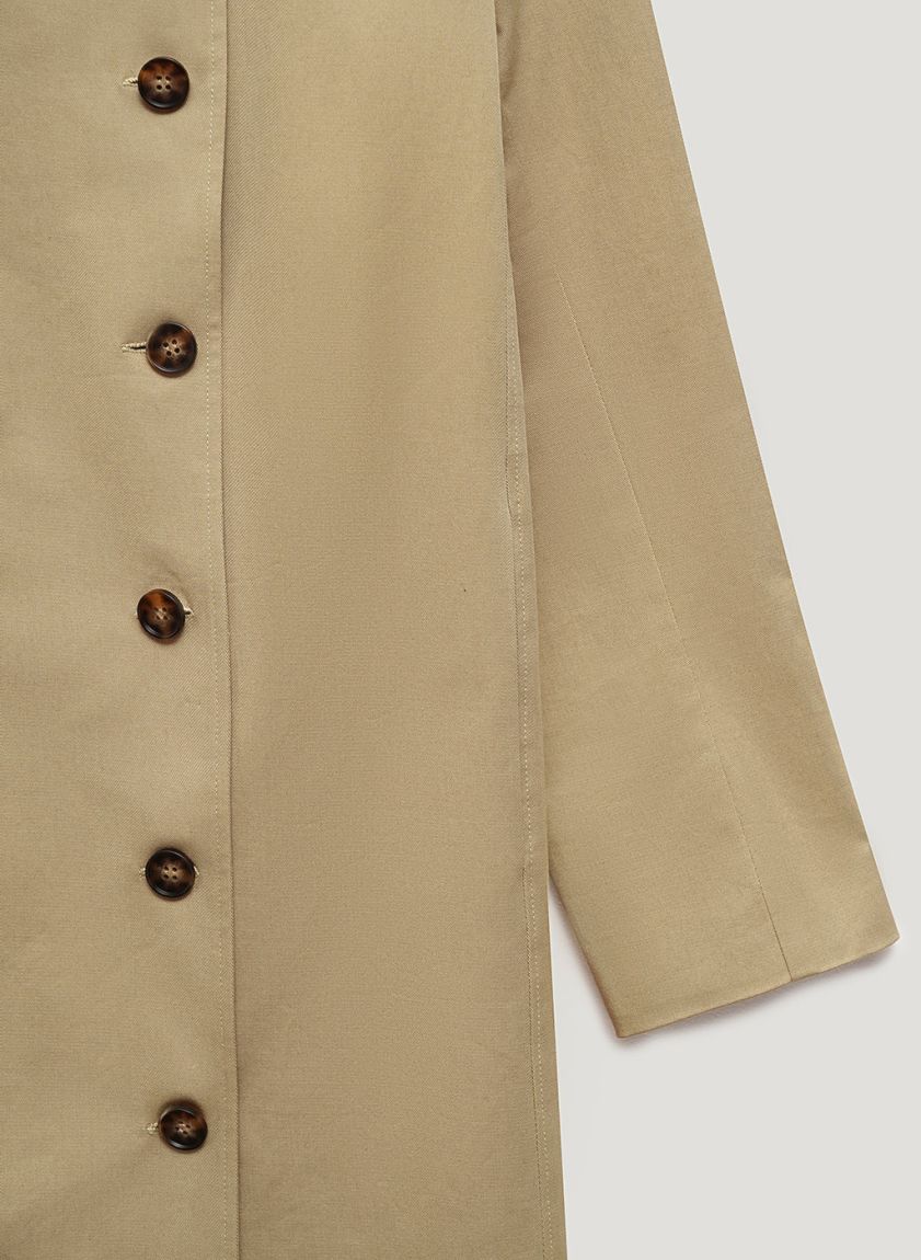 Straight double-breasted beige trench coat