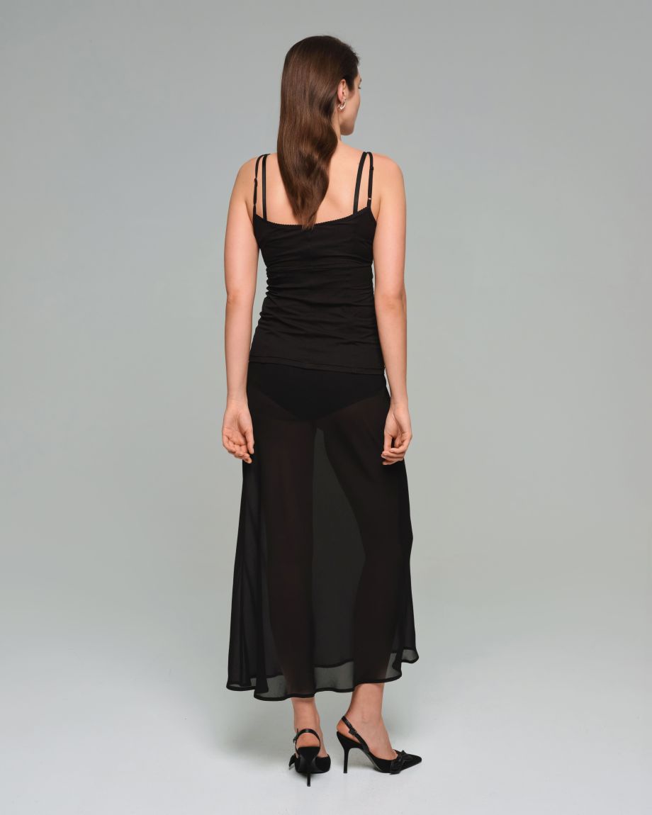 Black translucent maxi skirt