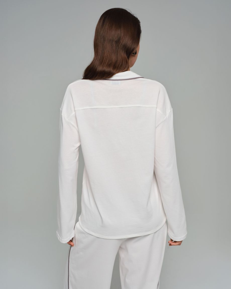 Молочна піжамна сорочка в сірий кант