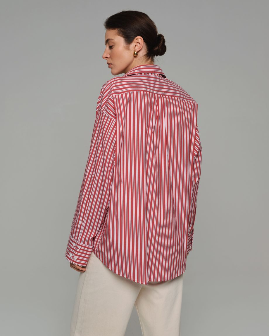 Oversized white striped red shirt