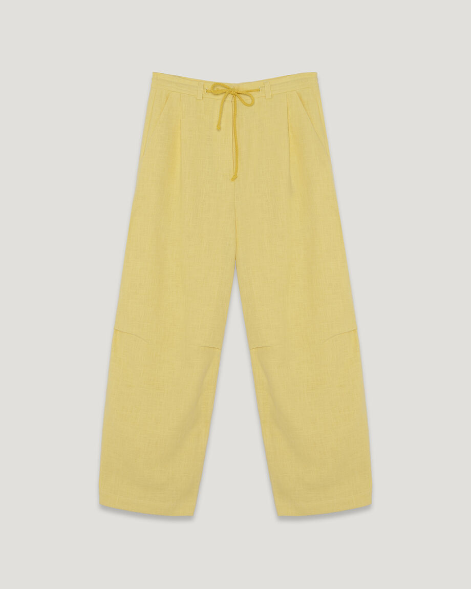 Yellow Nettle-Fabric Trousers