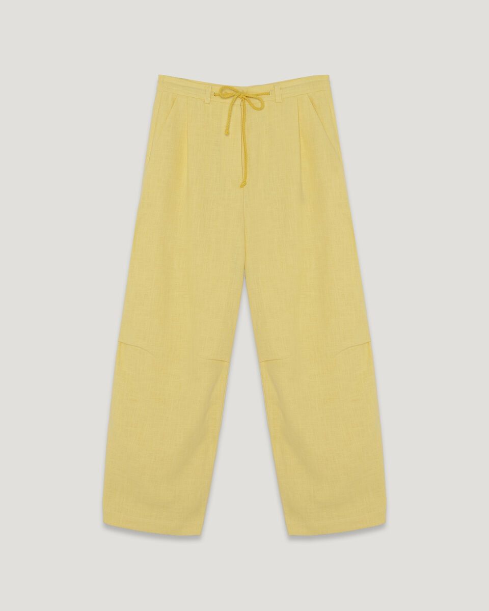 Yellow Nettle-Fabric Trousers