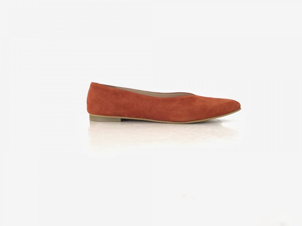 Orange suede ballet flats