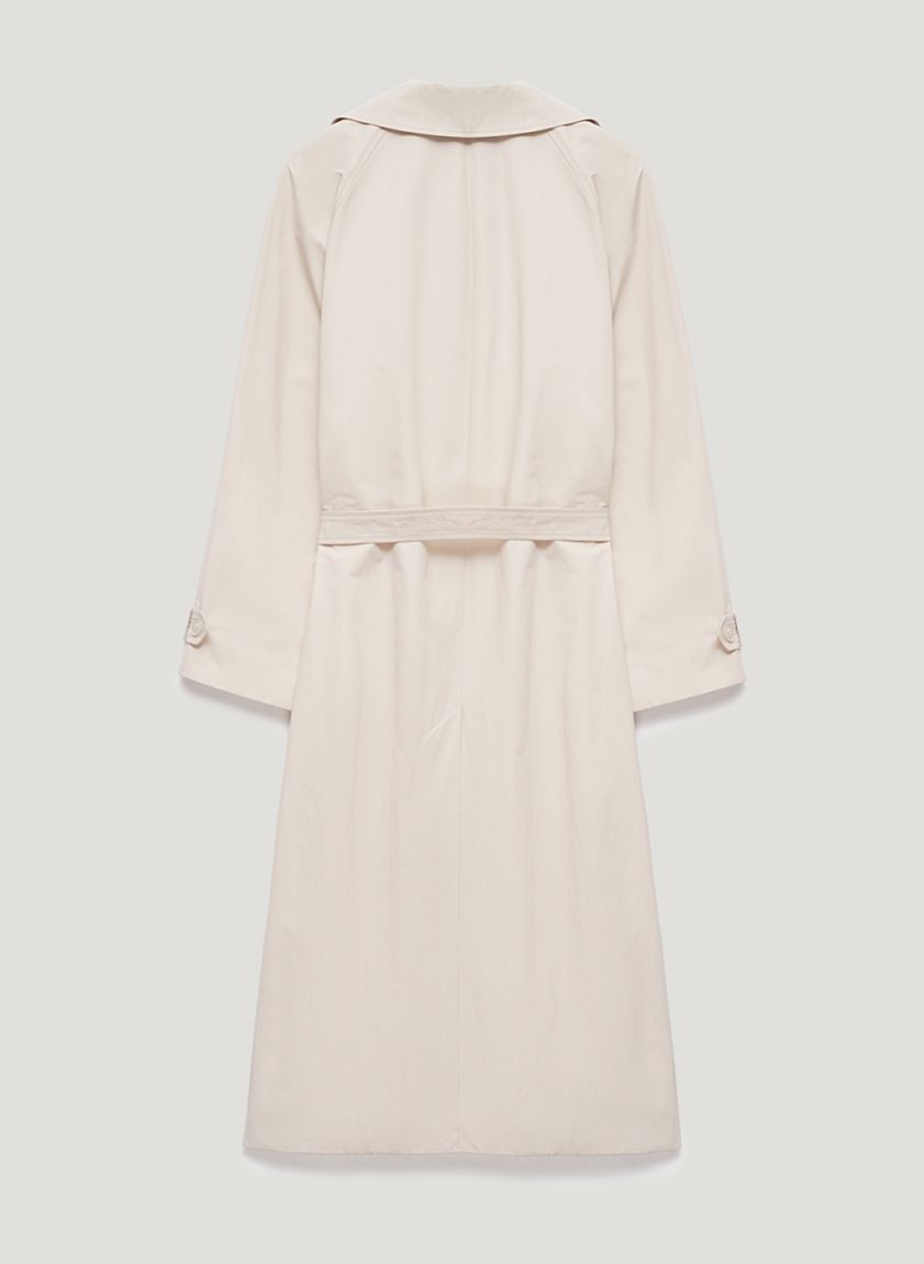 Double-breasted milk trench coat