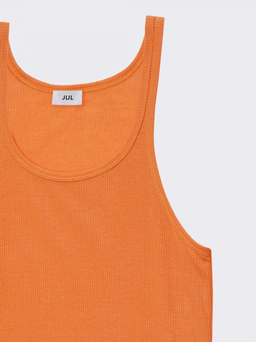 Orange tank top with slender shoulder straps