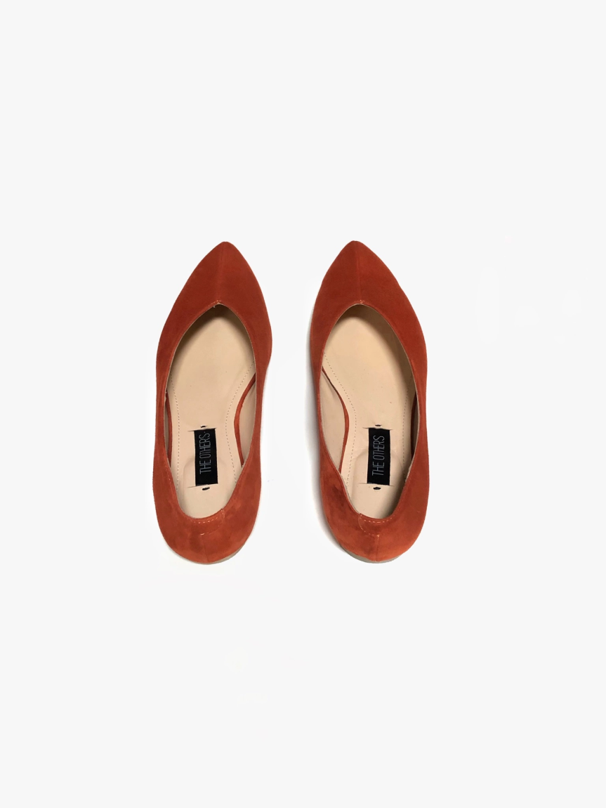 Orange suede ballet flats