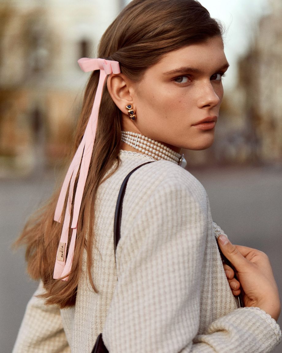 Barrette-ribbon "Pink aster"