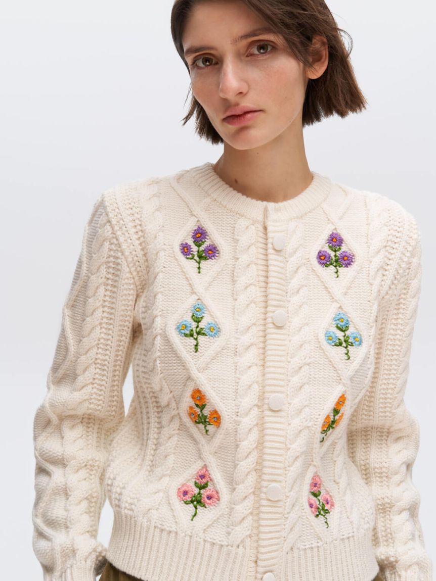 Milky knitted cardigan