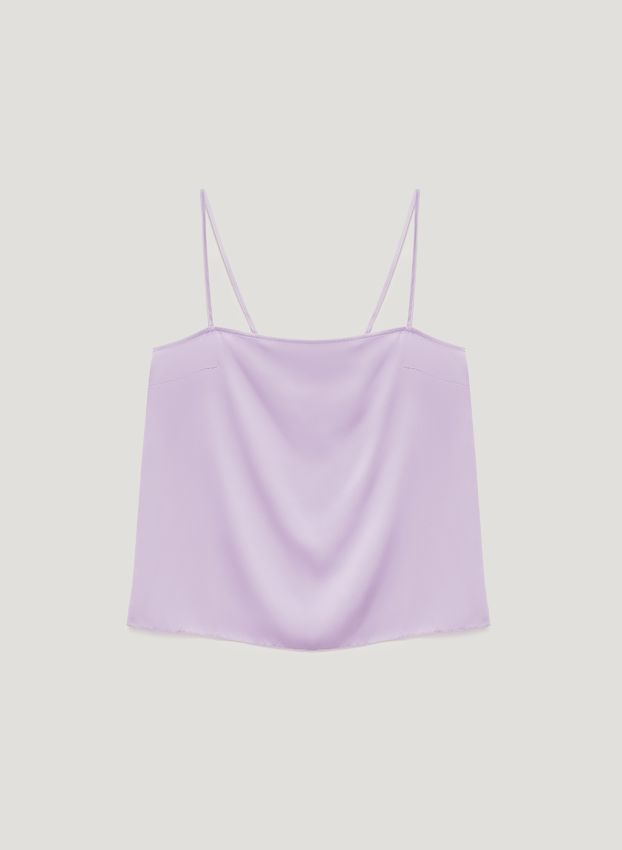 Purple satin t-shirt with straps