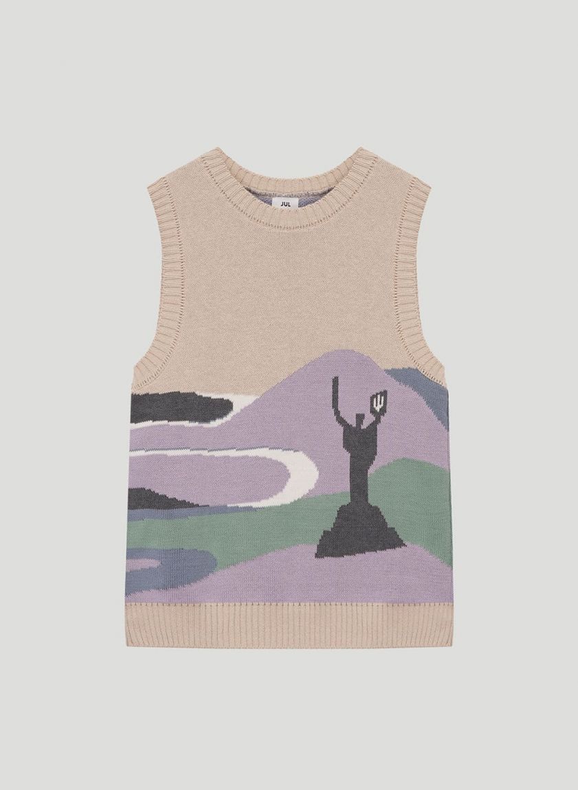 Knitted vest with print "The Motherland Monument"