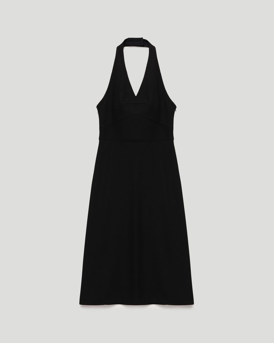 Black midi dress with open back