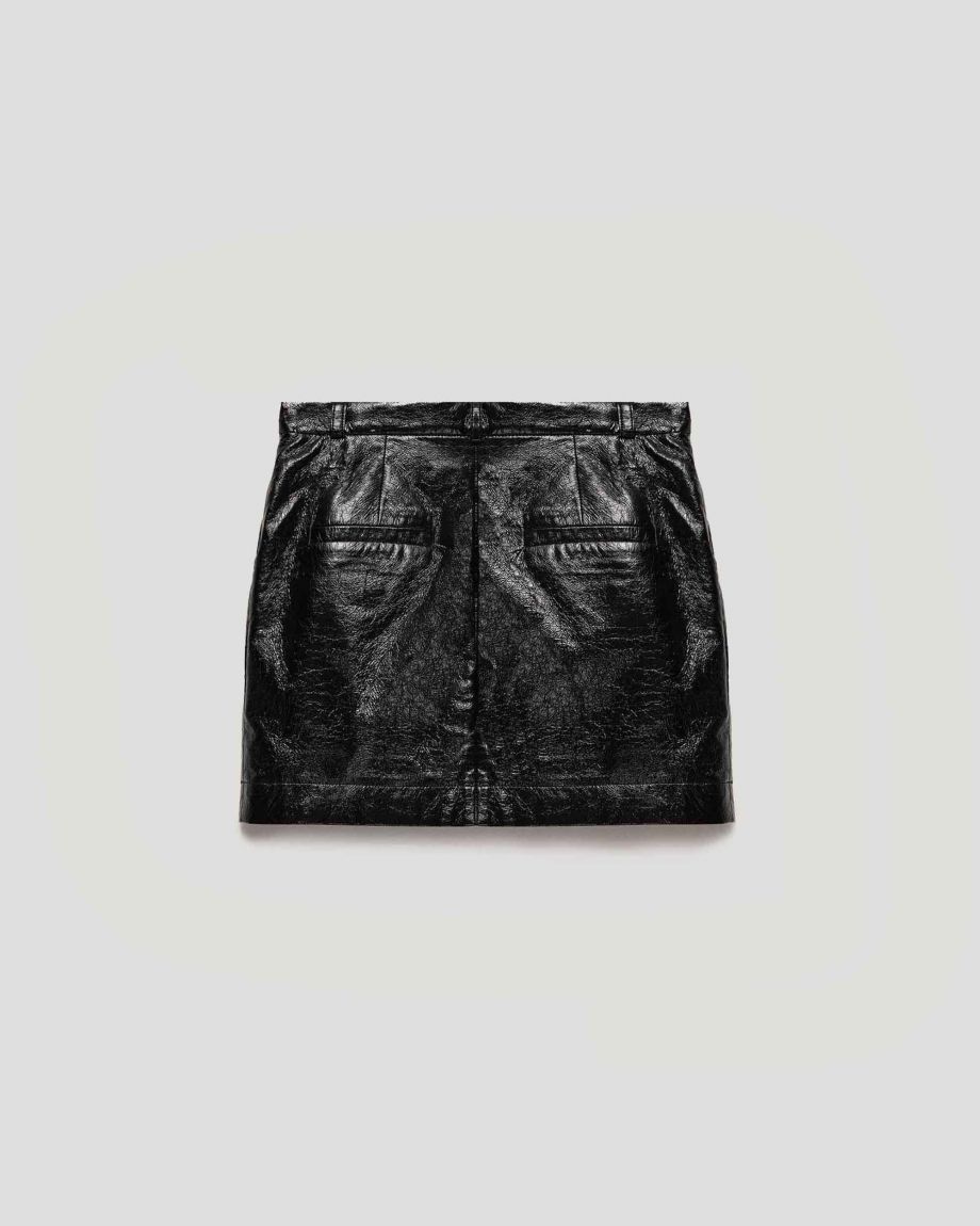 Black eco-leather mini skirt
