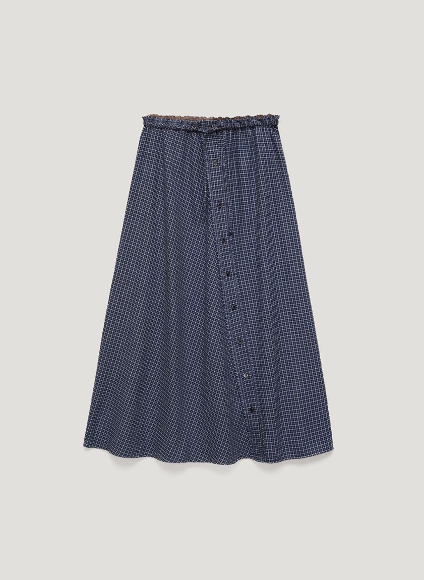 Blue-brown flannel midi skirt JUL x EBAUT