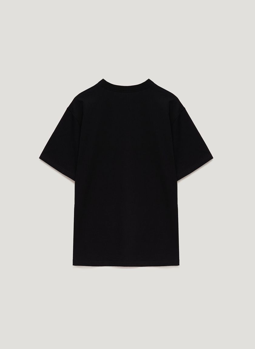 Men's black oversized T-shirt with embroidery "Red Ruta"