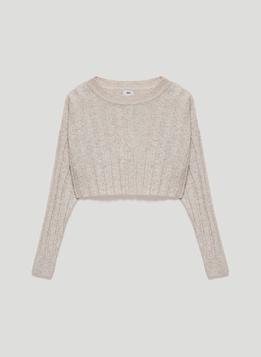 Gray cropped top 30% cashmere