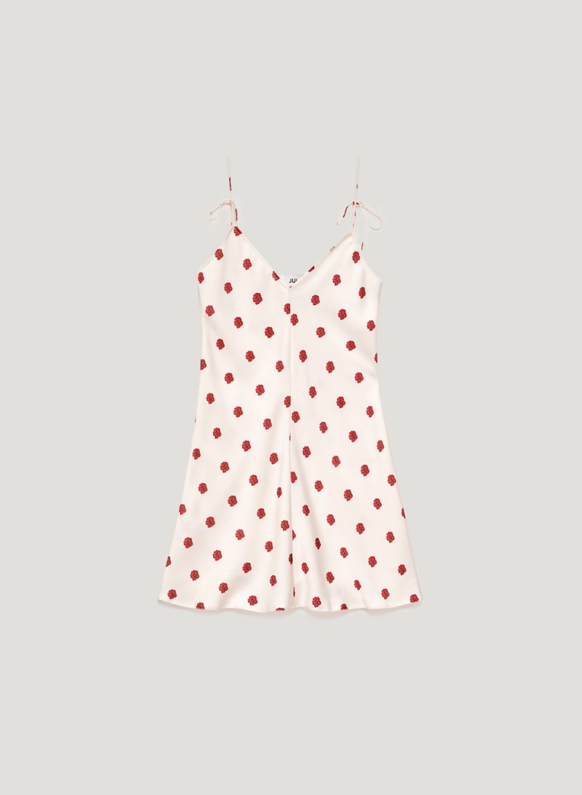 Milk mini dress with straps "Red Ruta"