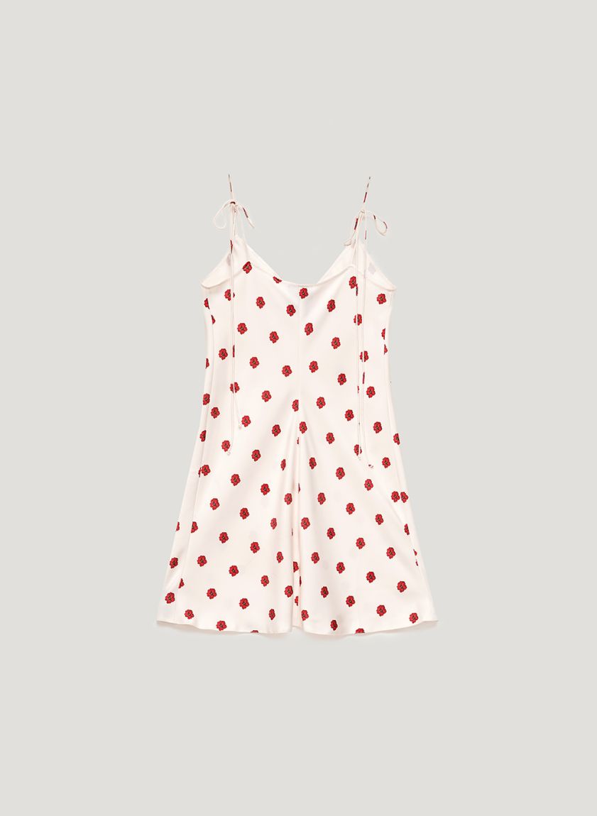 Milk mini dress with straps "Red Ruta"