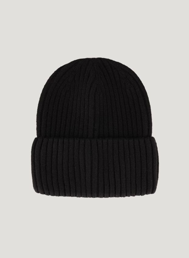 Black knitted beanie