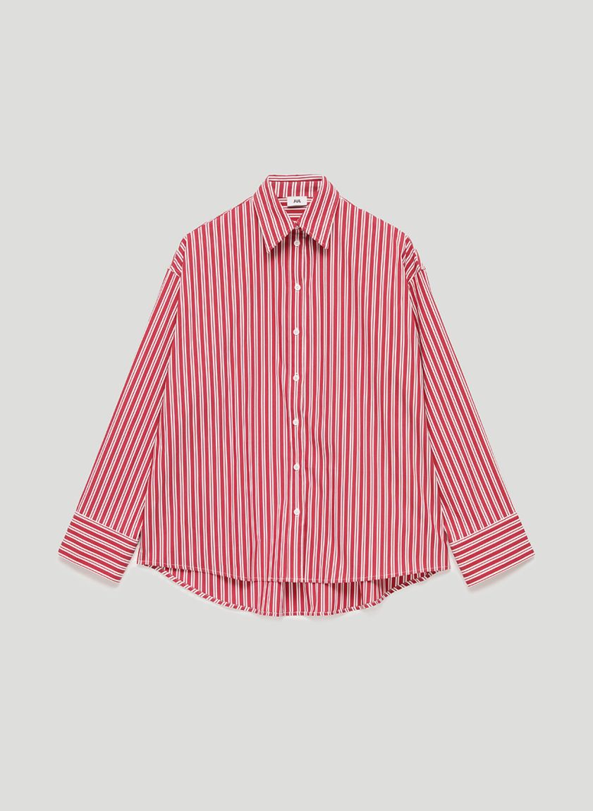 Oversized white striped red shirt