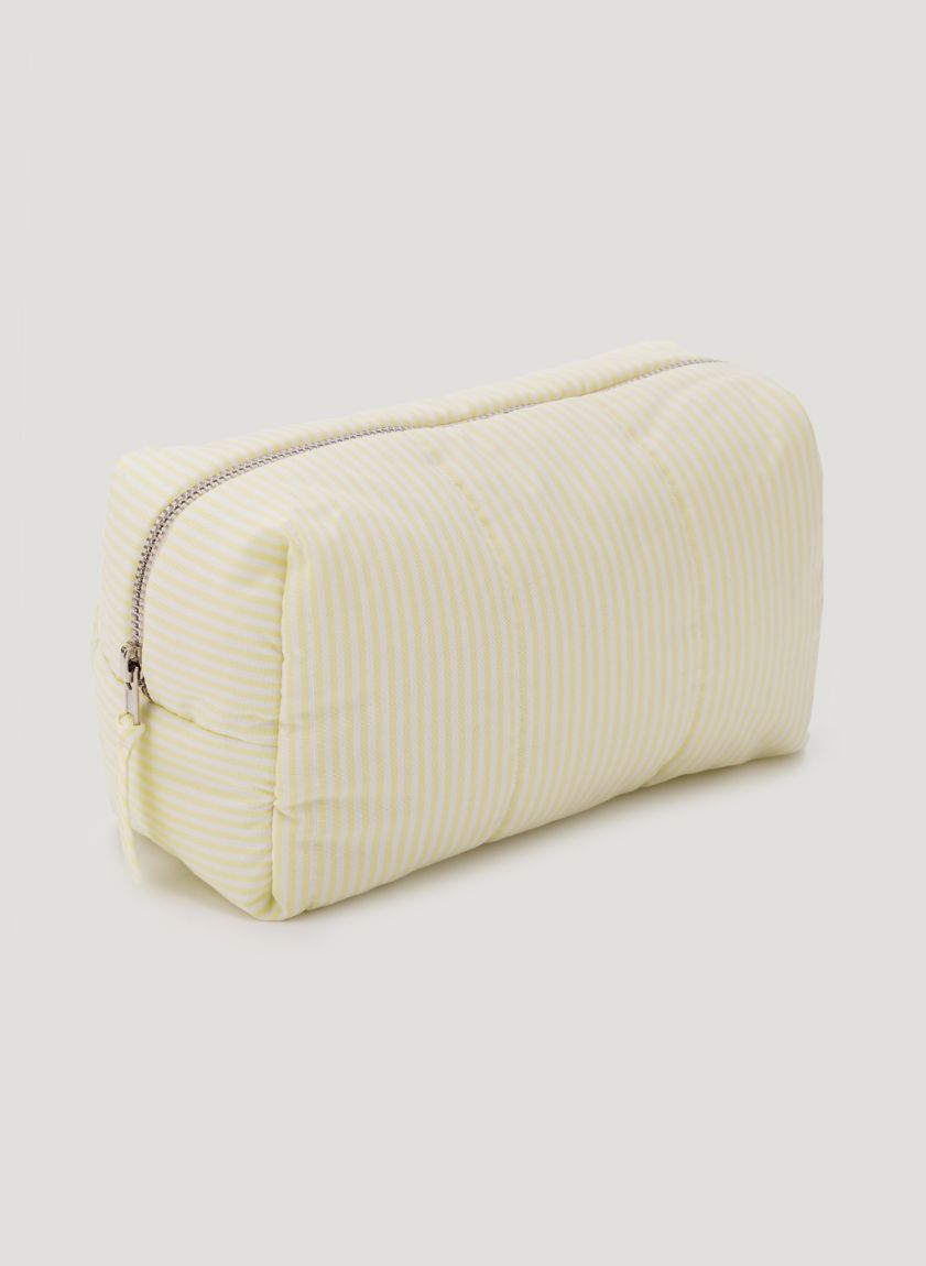 Yellow-white striped vanity bag