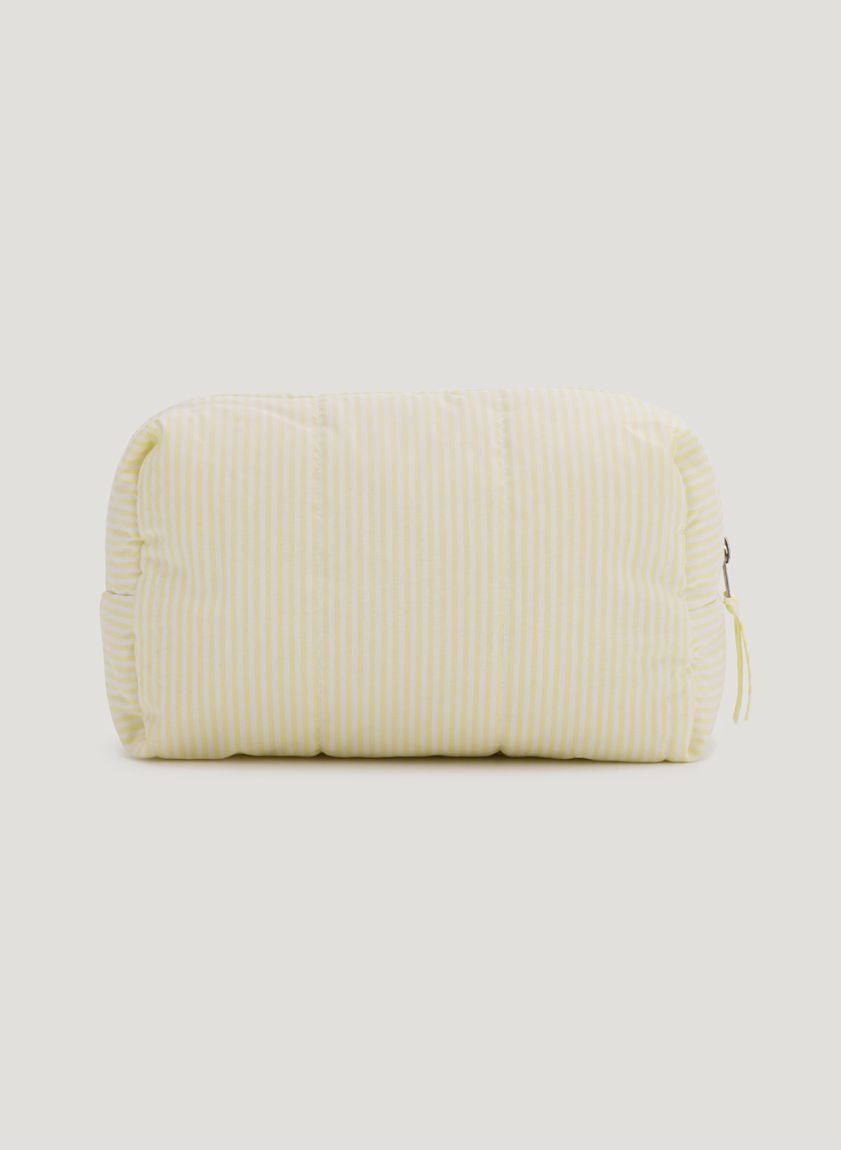 Yellow-white striped vanity bag