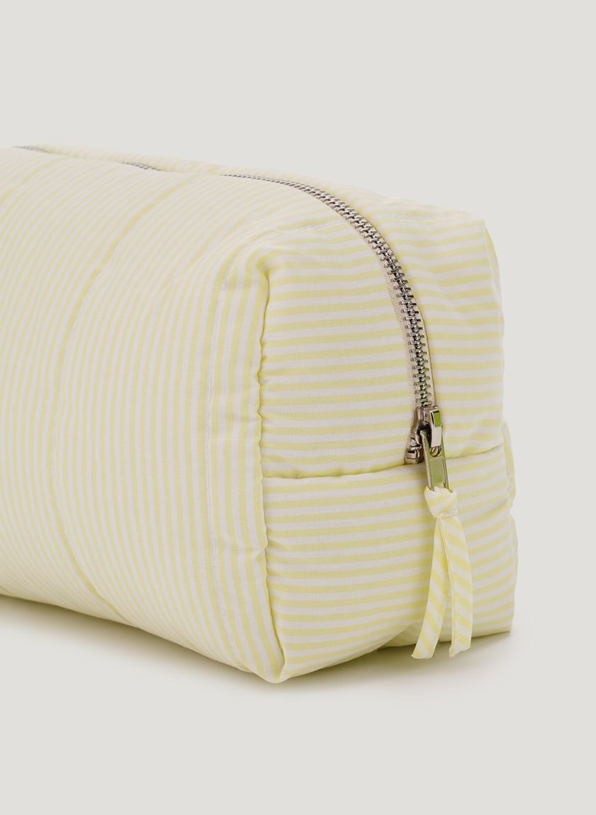 Yellow-white striped vanity bag