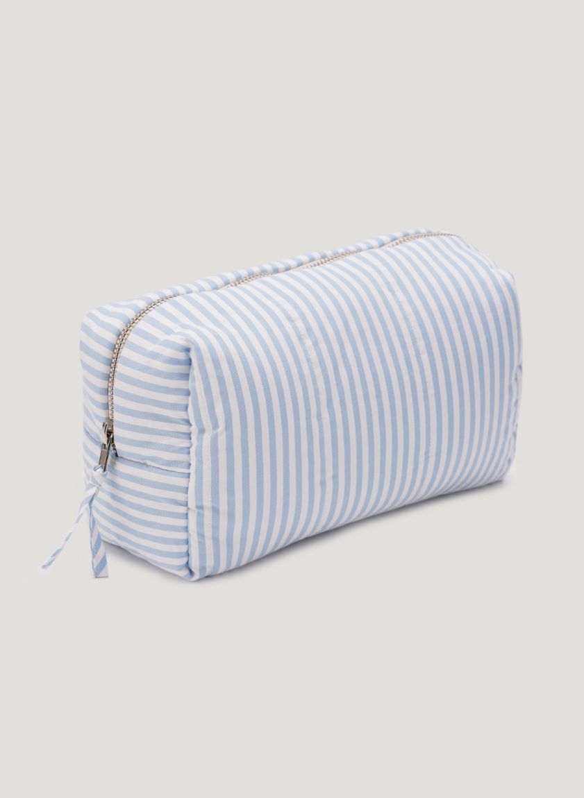 Blue-white striped vanity bag