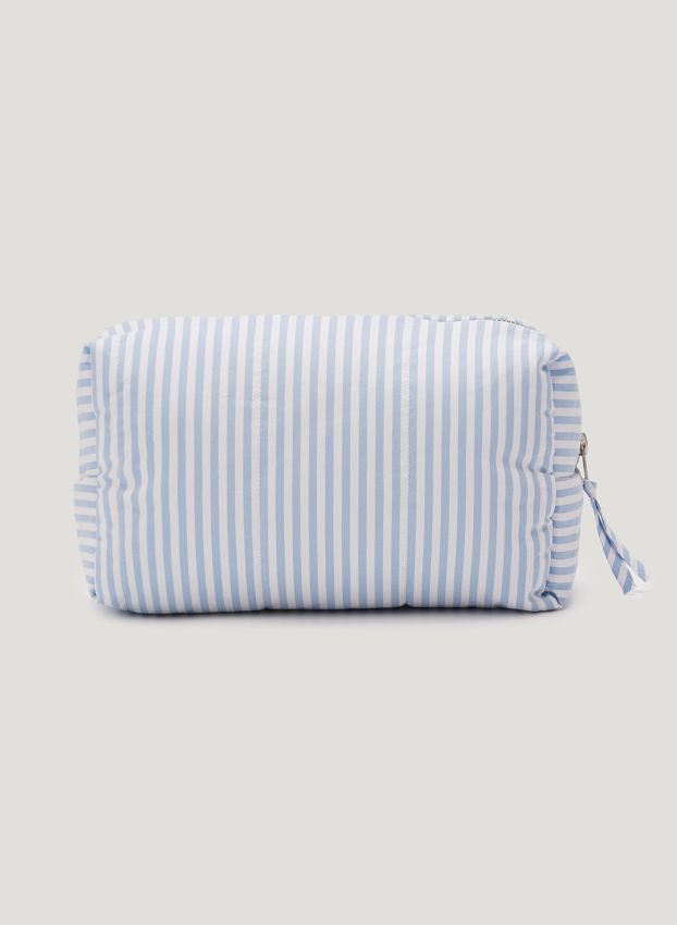 Blue-white striped vanity bag