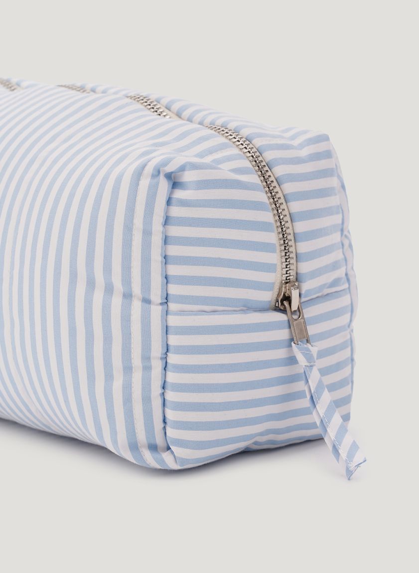 Blue-white striped vanity bag